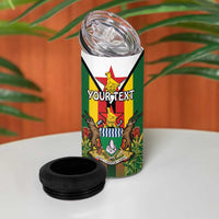 Personalised Zimbabwe Independence Day 4 in 1 Can Cooler Tumbler Gloriosa Flower - Flag Style