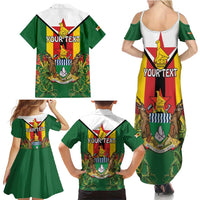 Personalised Zimbabwe Independence Day Family Matching Summer Maxi Dress and Hawaiian Shirt Gloriosa Flower - Flag Style