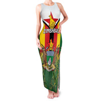 Personalised Zimbabwe Independence Day Family Matching Tank Maxi Dress and Hawaiian Shirt Gloriosa Flower - Flag Style