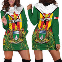 Personalised Zimbabwe Independence Day Hoodie Dress Gloriosa Flower - Flag Style