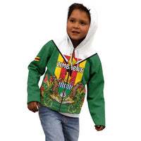 Personalised Zimbabwe Independence Day Kid Hoodie Gloriosa Flower - Flag Style