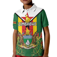 Personalised Zimbabwe Independence Day Kid Polo Shirt Gloriosa Flower - Flag Style