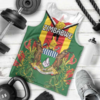 Personalised Zimbabwe Independence Day Men Tank Top Gloriosa Flower - Flag Style