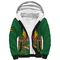 Personalised Zimbabwe Independence Day Sherpa Hoodie Gloriosa Flower - Flag Style
