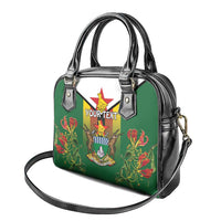 Personalised Zimbabwe Independence Day Shoulder Handbag Gloriosa Flower - Flag Style