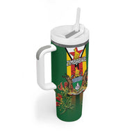 Personalised Zimbabwe Independence Day Tumbler With Handle Gloriosa Flower - Flag Style