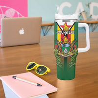 Personalised Zimbabwe Independence Day Tumbler With Handle Gloriosa Flower - Flag Style