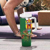 Personalised Zimbabwe Independence Day Tumbler With Handle Gloriosa Flower - Flag Style