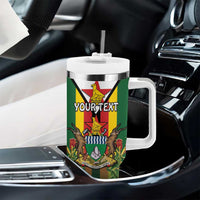 Personalised Zimbabwe Independence Day Tumbler With Handle Gloriosa Flower - Flag Style