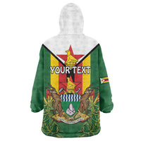 Personalised Zimbabwe Independence Day Wearable Blanket Hoodie Gloriosa Flower - Flag Style