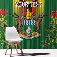 Personalised Zimbabwe Independence Day Window Curtain Gloriosa Flower - Flag Style