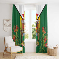 Personalised Zimbabwe Independence Day Window Curtain Gloriosa Flower - Flag Style