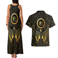 Ancient Egyptian Couples Matching Tank Maxi Dress and Hawaiian Shirt Horus Falcon God