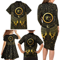 Ancient Egyptian Family Matching Long Sleeve Bodycon Dress and Hawaiian Shirt Horus Falcon God