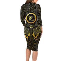 Ancient Egyptian Family Matching Long Sleeve Bodycon Dress and Hawaiian Shirt Horus Falcon God