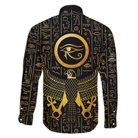 Ancient Egyptian Family Matching Off The Shoulder Long Sleeve Dress and Hawaiian Shirt Horus Falcon God