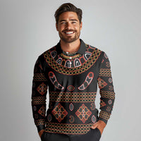 Toghu Long Sleeve Polo Shirt Cameroon Traditional Pattern
