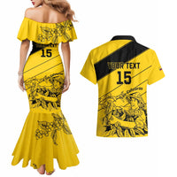 Custom Colombia Football Couples Matching Mermaid Dress and Hawaiian Shirt Go Los Cafeteros