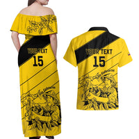 Custom Colombia Football Couples Matching Off Shoulder Maxi Dress and Hawaiian Shirt Go Los Cafeteros