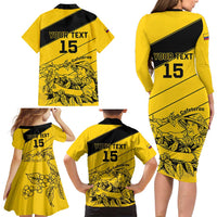 Custom Colombia Football Family Matching Long Sleeve Bodycon Dress and Hawaiian Shirt Go Los Cafeteros