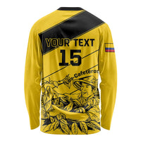 Custom Colombia Football Long Sleeve Shirt Go Los Cafeteros