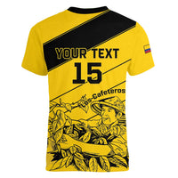 Custom Colombia Football Women V-Neck T-Shirt Go Los Cafeteros