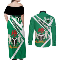 Nigeria Coat Of Arms Couples Matching Off Shoulder Maxi Dress and Long Sleeve Button Shirt Sporty Style
