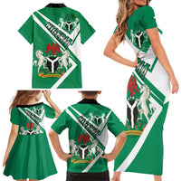 Nigeria Coat Of Arms Family Matching Short Sleeve Bodycon Dress and Hawaiian Shirt Sporty Style