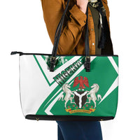 Nigeria Coat Of Arms Leather Tote Bag Sporty Style