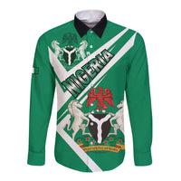 Nigeria Coat Of Arms Long Sleeve Button Shirt Sporty Style