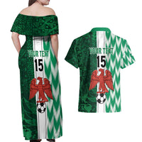 Custom Nigeria Football Couples Matching Off Shoulder Maxi Dress and Hawaiian Shirt Come On Super Eagles