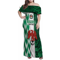Custom Nigeria Football Family Matching Off Shoulder Maxi Dress and Hawaiian Shirt Come On Super Eagles