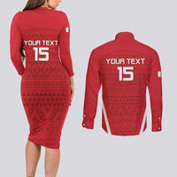 Custom Madagascar Football Couples Matching Long Sleeve Bodycon Dress and Long Sleeve Button Shirt Go Barea Go