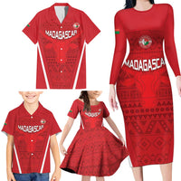 Custom Madagascar Football Family Matching Long Sleeve Bodycon Dress and Hawaiian Shirt Go Barea Go