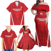 Custom Madagascar Football Family Matching Off Shoulder Maxi Dress and Hawaiian Shirt Go Barea Go
