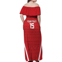 Custom Madagascar Football Family Matching Off Shoulder Maxi Dress and Hawaiian Shirt Go Barea Go