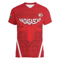 Custom Madagascar Football Women V-Neck T-Shirt Go Barea Go