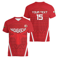Custom Madagascar Football Women V-Neck T-Shirt Go Barea Go