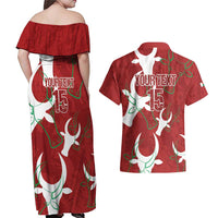 Custom Madagascar Football Couples Matching Off Shoulder Maxi Dress and Hawaiian Shirt Alefa Barea