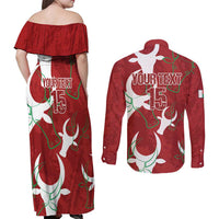 Custom Madagascar Football Couples Matching Off Shoulder Maxi Dress and Long Sleeve Button Shirt Alefa Barea
