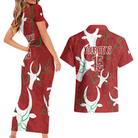 Custom Madagascar Football Couples Matching Short Sleeve Bodycon Dress and Hawaiian Shirt Alefa Barea