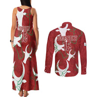 Custom Madagascar Football Couples Matching Tank Maxi Dress and Long Sleeve Button Shirt Alefa Barea