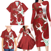Custom Madagascar Football Family Matching Long Sleeve Bodycon Dress and Hawaiian Shirt Alefa Barea