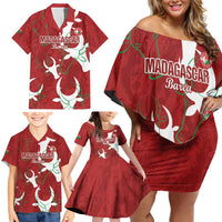 Custom Madagascar Football Family Matching Off Shoulder Short Dress and Hawaiian Shirt Alefa Barea