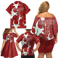 Custom Madagascar Football Family Matching Off Shoulder Short Dress and Hawaiian Shirt Alefa Barea