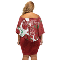 Custom Madagascar Football Family Matching Off Shoulder Short Dress and Hawaiian Shirt Alefa Barea