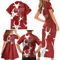 Custom Madagascar Football Family Matching Short Sleeve Bodycon Dress and Hawaiian Shirt Alefa Barea