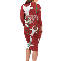 Custom Madagascar Football Long Sleeve Bodycon Dress Alefa Barea