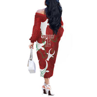 Custom Madagascar Football Off The Shoulder Long Sleeve Dress Alefa Barea
