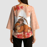 Cute Punch Monkey Kimono Sleeve Blouse Small But Bravo